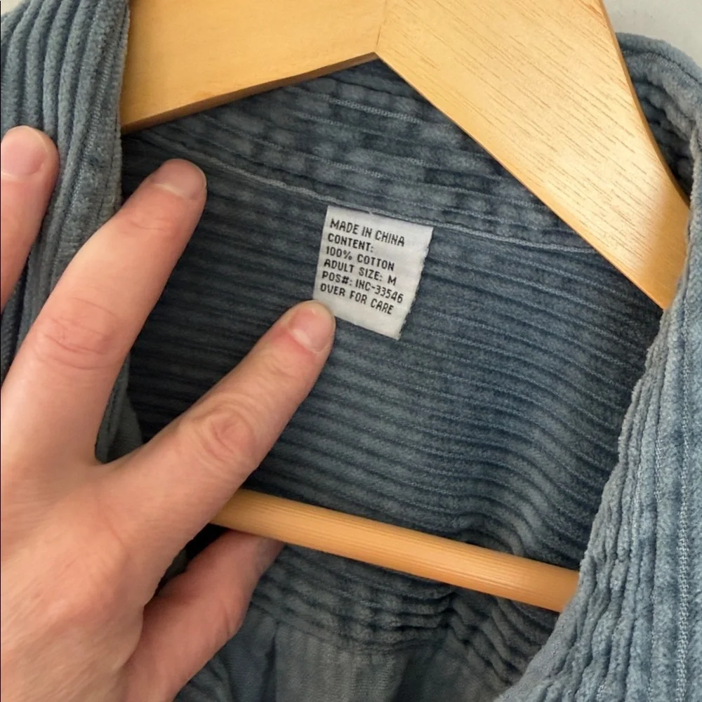 Men's Corduroy Button-Up Shirt Jacket - light navy medium